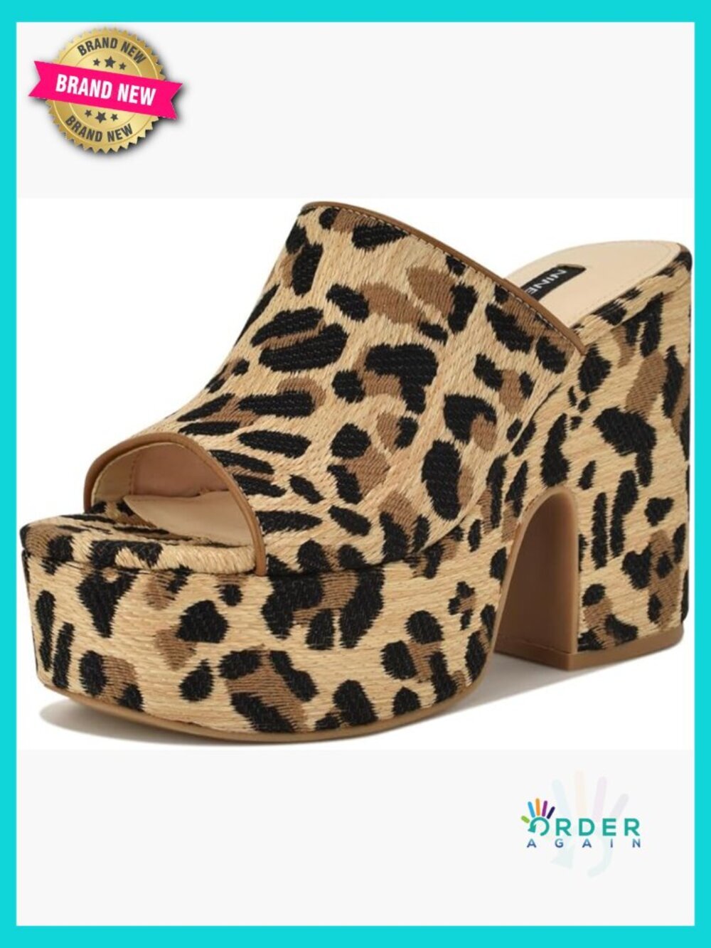 Platform Heeled Sandals Stiletto Open Toe Slip On Wedge Leopard